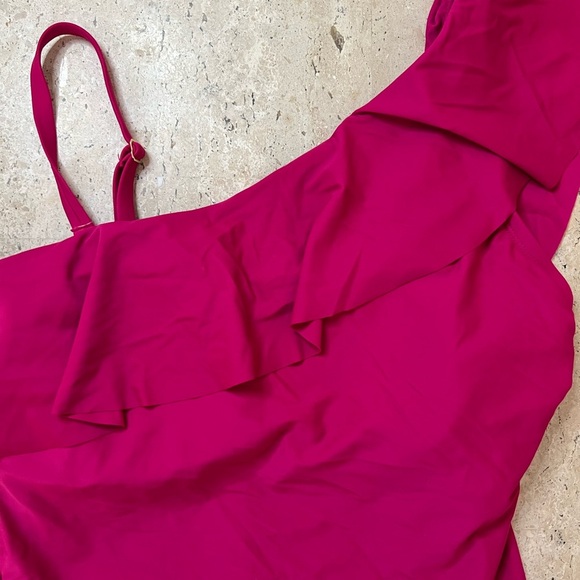 NWT Kona Sol One Piece Compression Pink Ruffle Swimsuit Size 16 - Picture 3 of 8